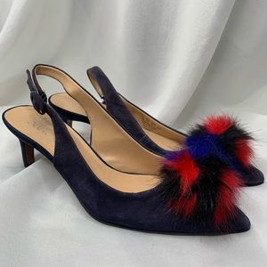 Franco Sarto Damonica Slingback Pom Pom Heels